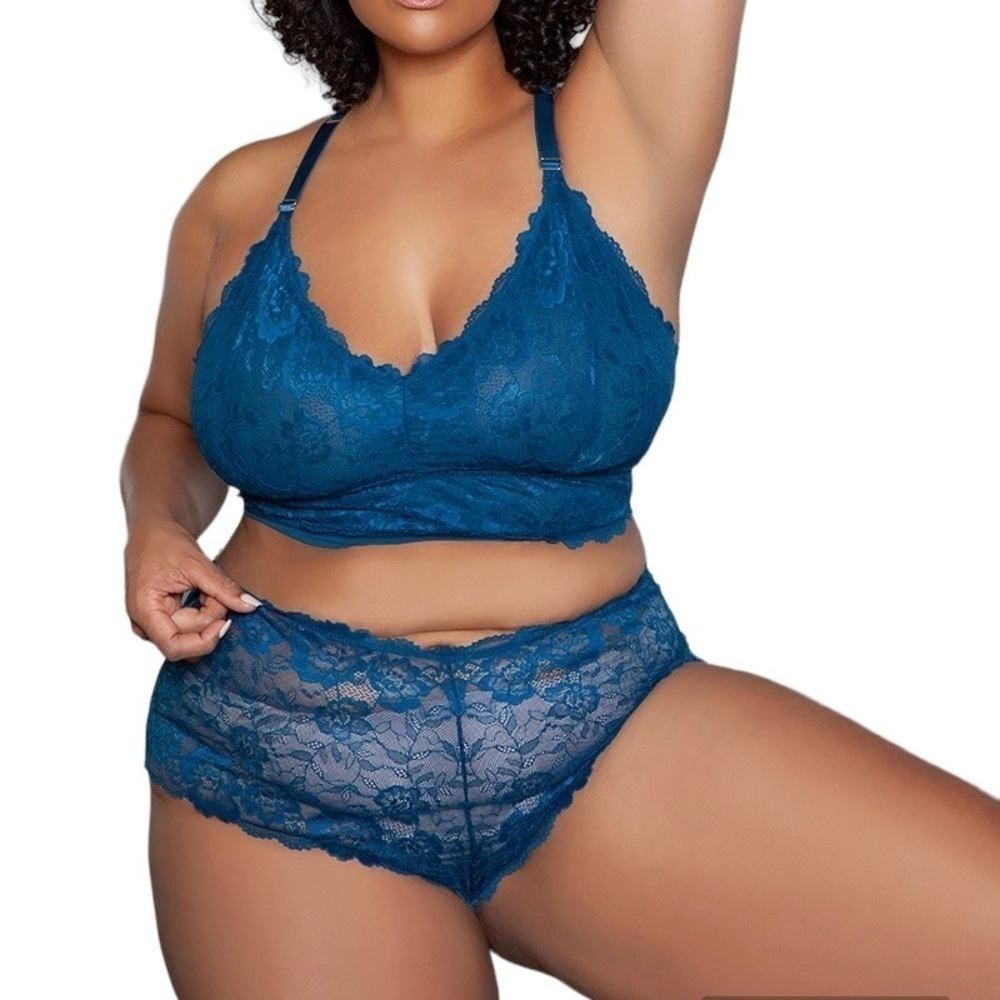Two Piece Wire Free Bralette And Boyshort Plus Size Set 2XL